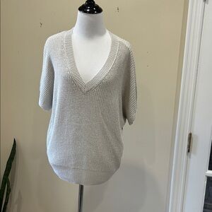 Simply Vera Vera Wang Cream V-Neck Short Sleeve Knit Sweater